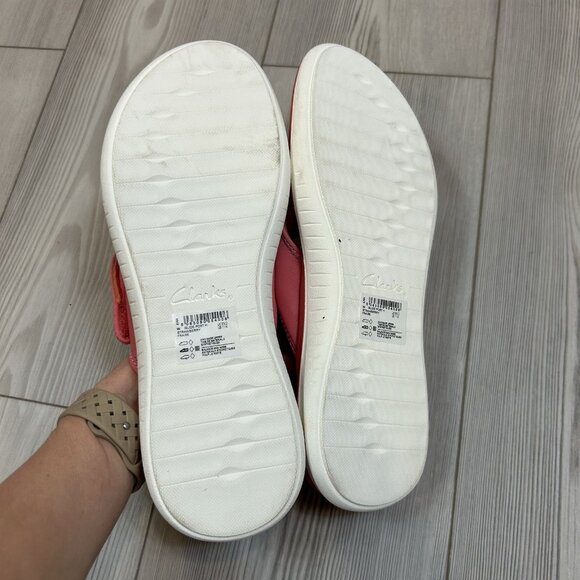 NEW CLARKS Women's Cloudsteppers Glide Post Strawberry Pink Flip Flops Size 11M - Picture 4 of 9